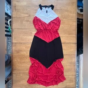 White House Black Market Red and Black High Low Dress